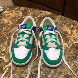 Nike Green and Blue Sneakers Vibrant Design